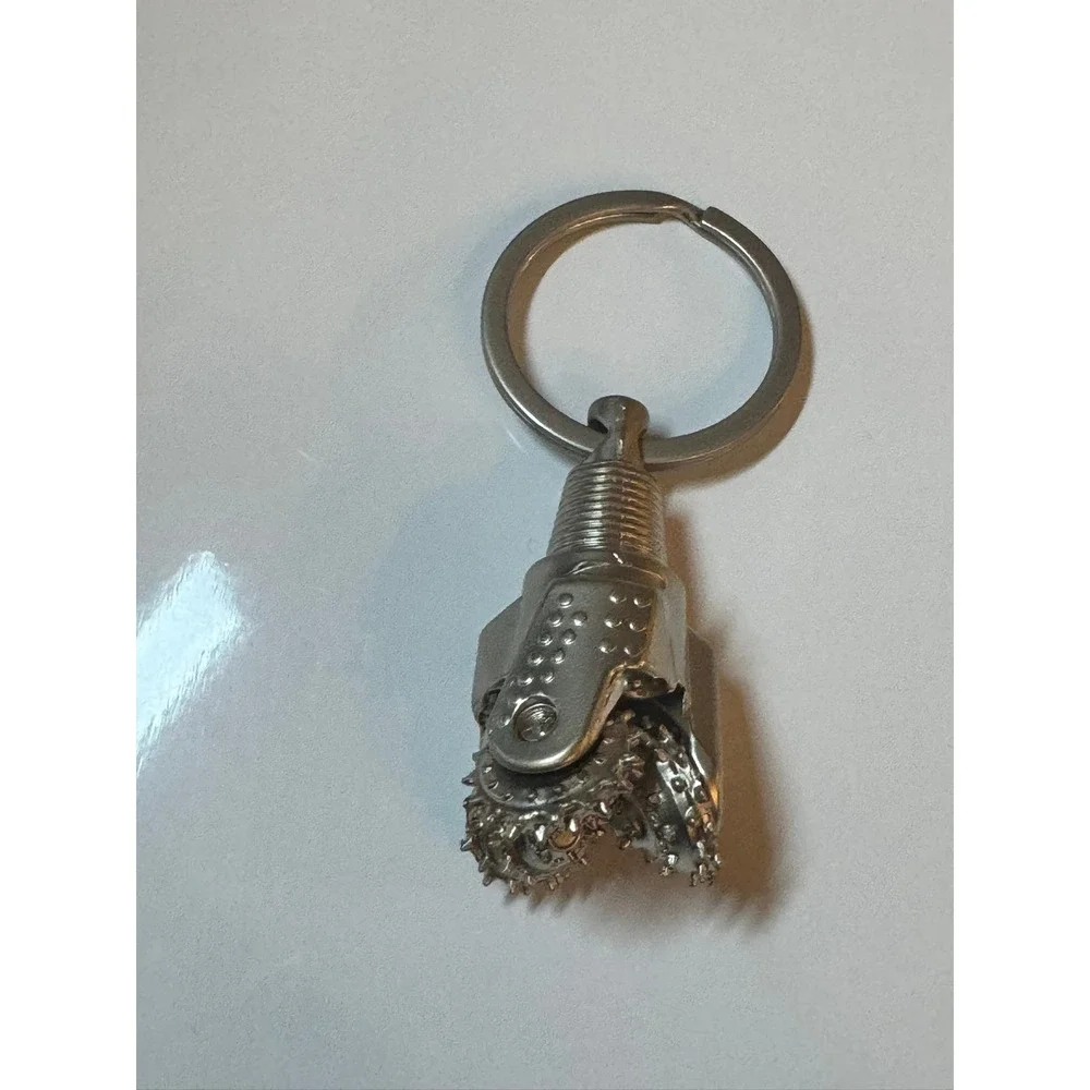 Silver Tricone Drill Bit Keychain Oil Gas‎ Mining Industrial Novelty Accessory